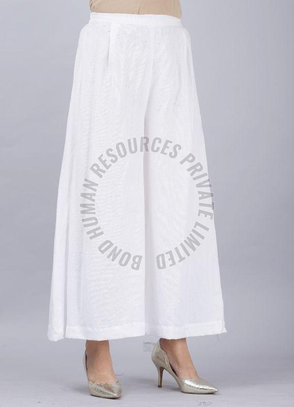Ladies White Rayon Palazzo