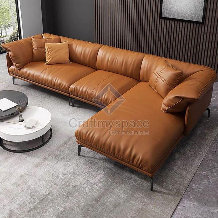 Brown L Shaped Sofa