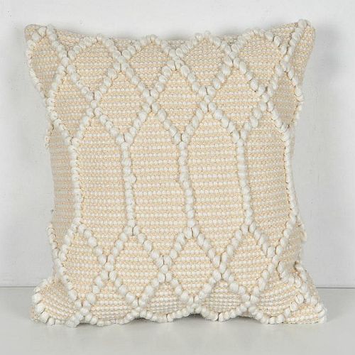 Handmade Peach and Cream Cotton Crochet Cushion Cover