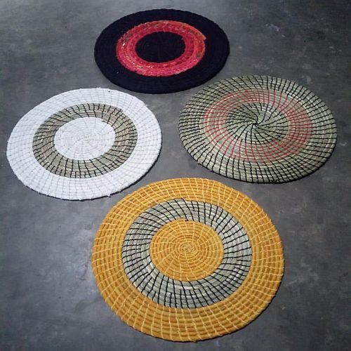 Multicolor Cotton Round Door Mat