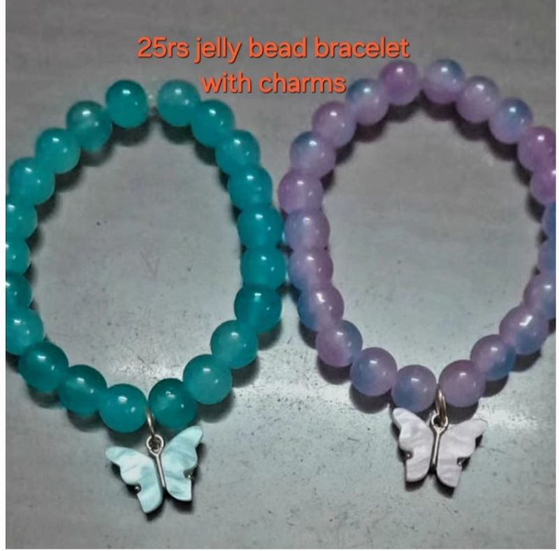 Butterfly Charm Crystal Beaded Bracelet