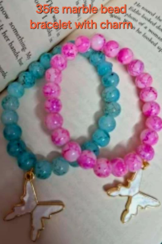 Marble Beaded Charm Bracelet