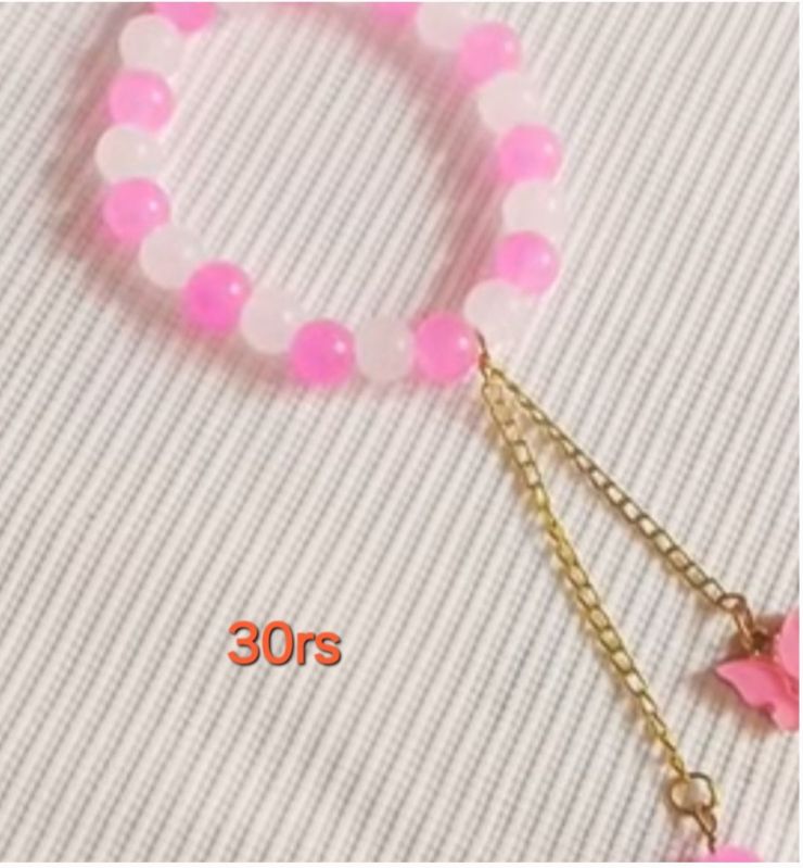 Pink & White Beaded Charm Bracelet