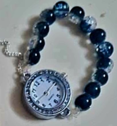 Round Jelly Beaded Charm Bracelet Watch