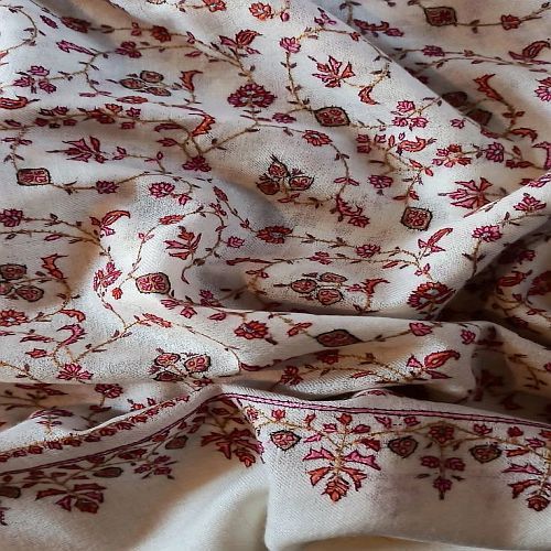 Beige Pure Pashmina Jaal Shawl