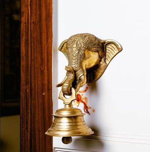 Golden Brass Ganesha Hanging Decor Bell