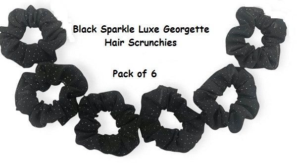 Black Sparkle Luxe Geogette Hair Scrunchies-RB-118-B