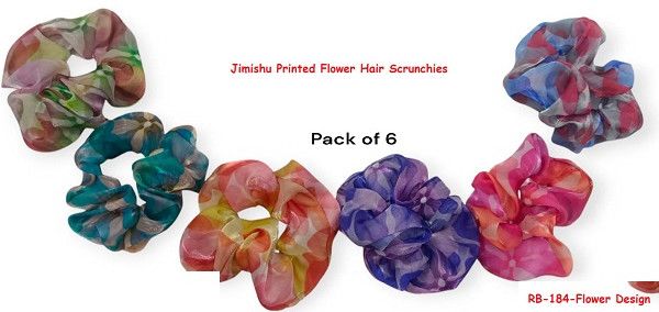 Jimishu Printed Flower Hair Scrunchies-RB-184-1