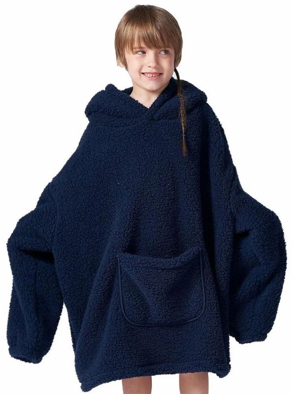 Girl Fleece Plain Oversized Blanket Hoodie