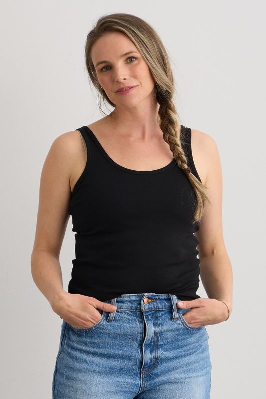 Laides Black Slim Fit Tank Top