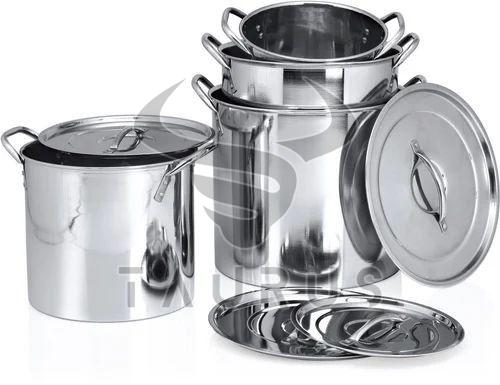 5 Pieces Round Stainless Steel Stock Pot Set