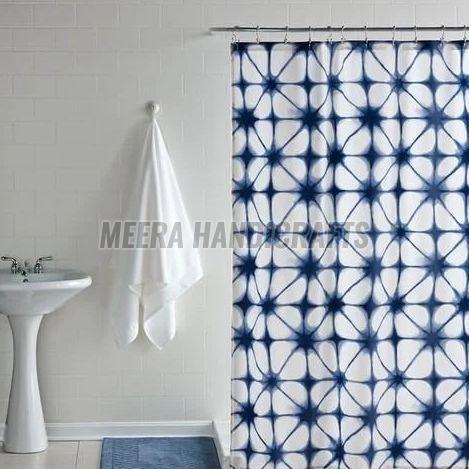 Blue And White Cotton Block Printed Curtain