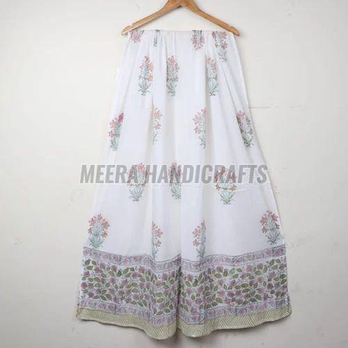 Kalamkari White Block Printed Cotton Malmal Dupatta
