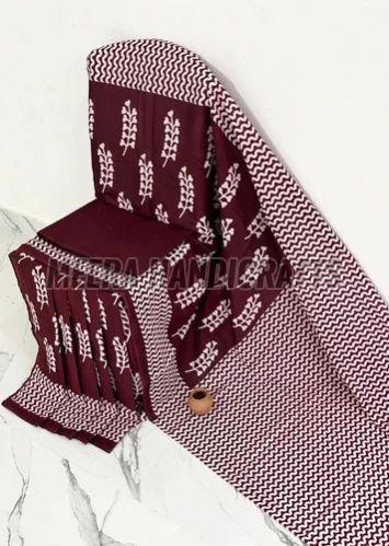 Ladies Party Wear Printed Maroon Cotton Saree