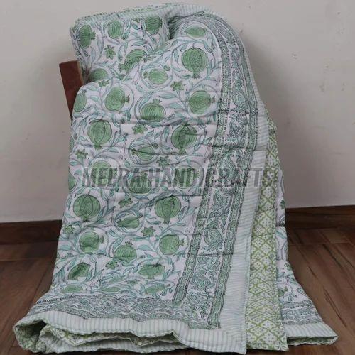 Light Green Floral Printed Quilt