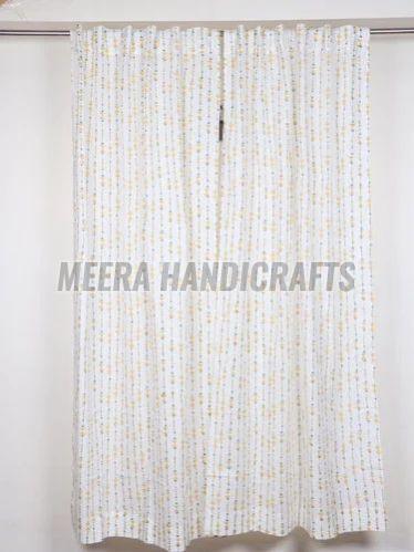 White Cotton Block Printed Curtain