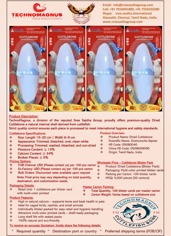 Cuttlefish Bone, Retail Pack (Blister Pack)