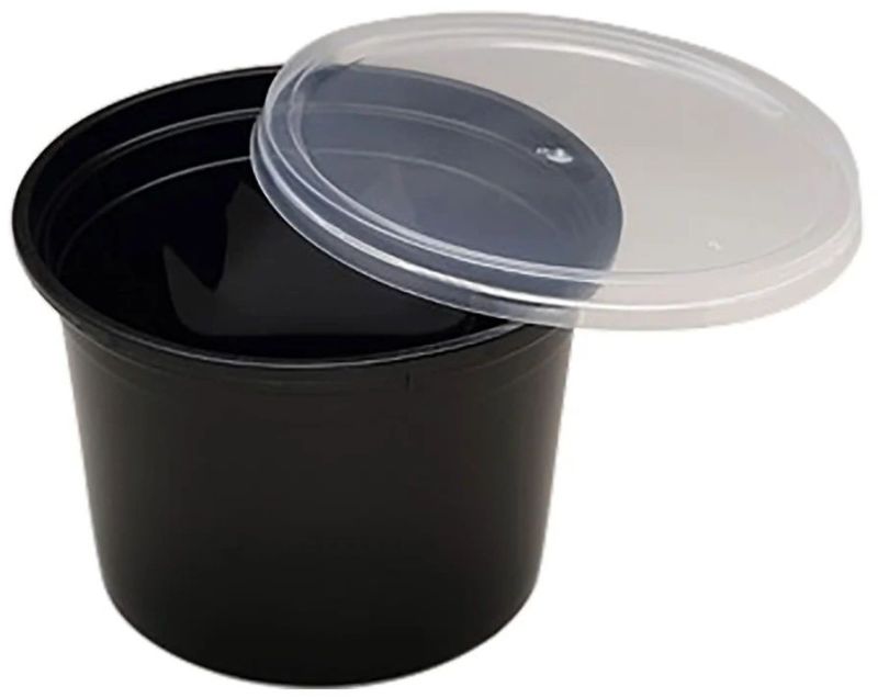 1500ml Plastic Round Black Food Container