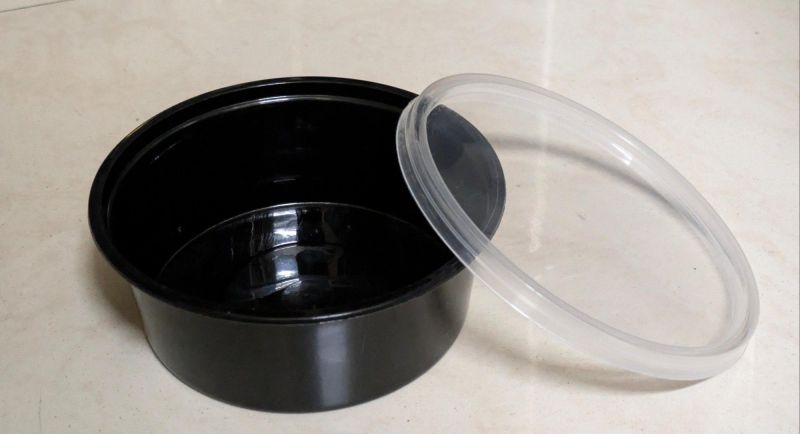 300ml Black Plastic Round Food Container