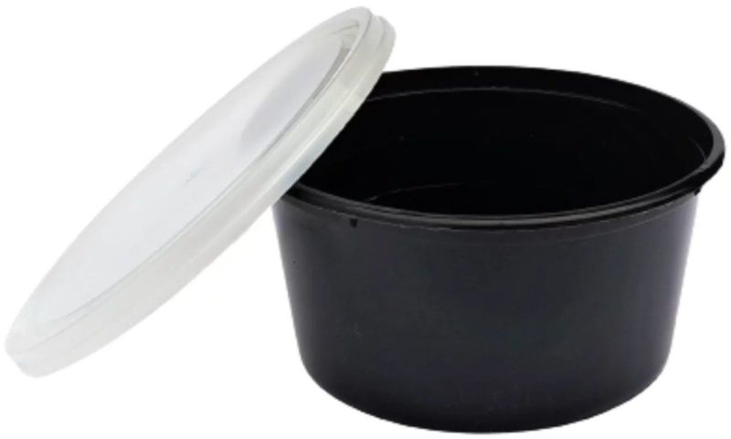 500ml Black Plastic Round Food Container
