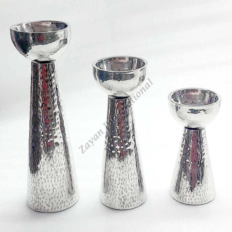 Silver Pillar Candle Holders