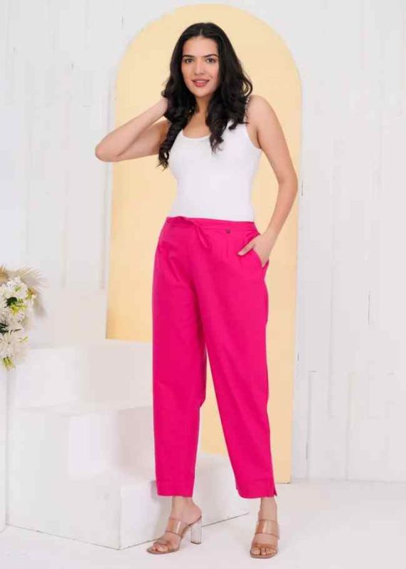 Ladies Dark Pink Cotton Pant
