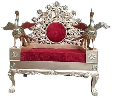 1 Seater Solid Mango Wooden Singhasan King Chair