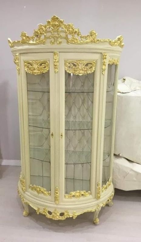 2 Door Solid Teak Wood Carved Cabinet