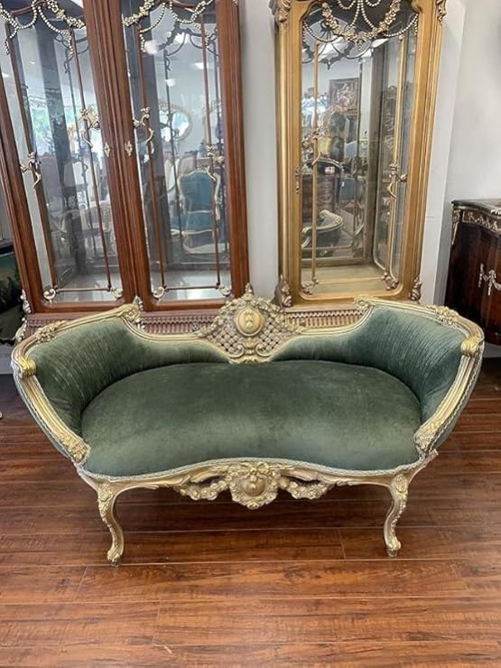 2 Seater Teak Wooden Antique Style Loveseat Sofa