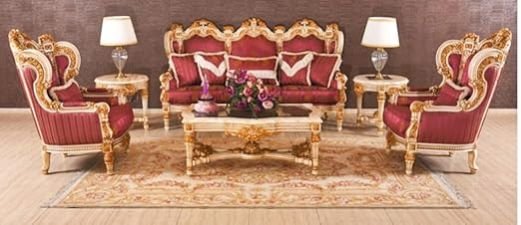 5 Seater Golden Solid Teak Wooden Handcarved Sofa Set