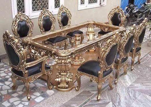 8 Seater Solid Teak Wooden Handcraft Royal Dining Table