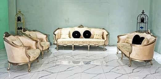 Muskan Arts Solid Teak Wooden Hand Carved Sofa Set 7 Seater Sofa