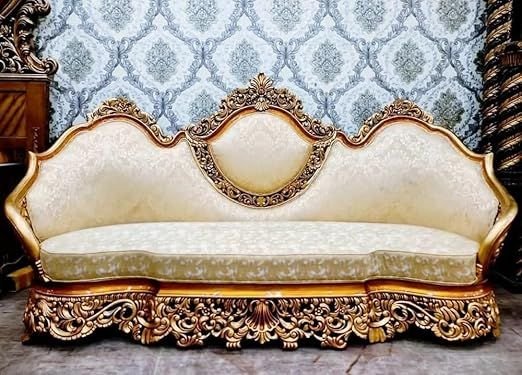 7 Seater Muskan Arts Solid Wooden Hand Carved Sofa Set