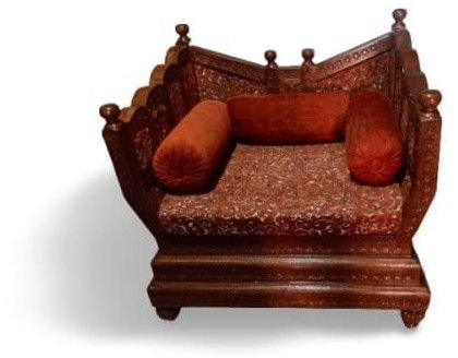 Single Seater Brown Solid Wooden Hand Carving Royal Chair