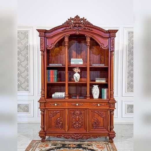 Solid Teak Wood Handcarved Storage Cabinet