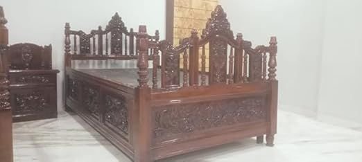 Teak Wood Handcarved Single Bed