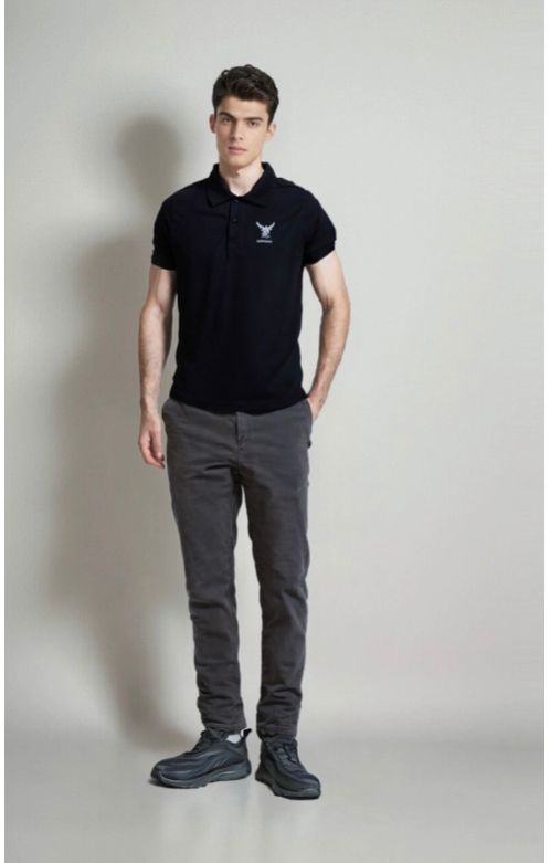 Mens Black Polo Neck T Shirt