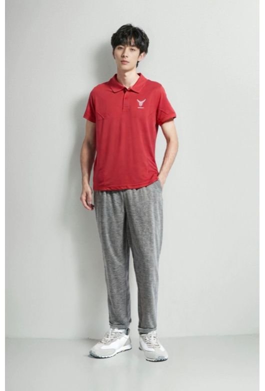 Mens Red Polo Neck T Shirt