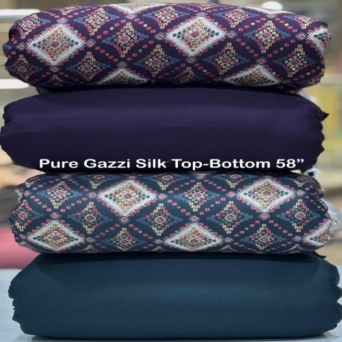 Pure Gazzi Silk Top Bottom Printed Kurti Fabric