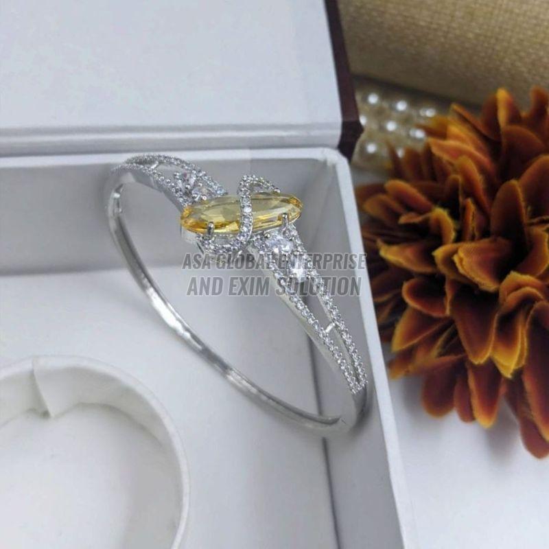 Ladies Brass Silver And Yellow Modern CZ Bracelet