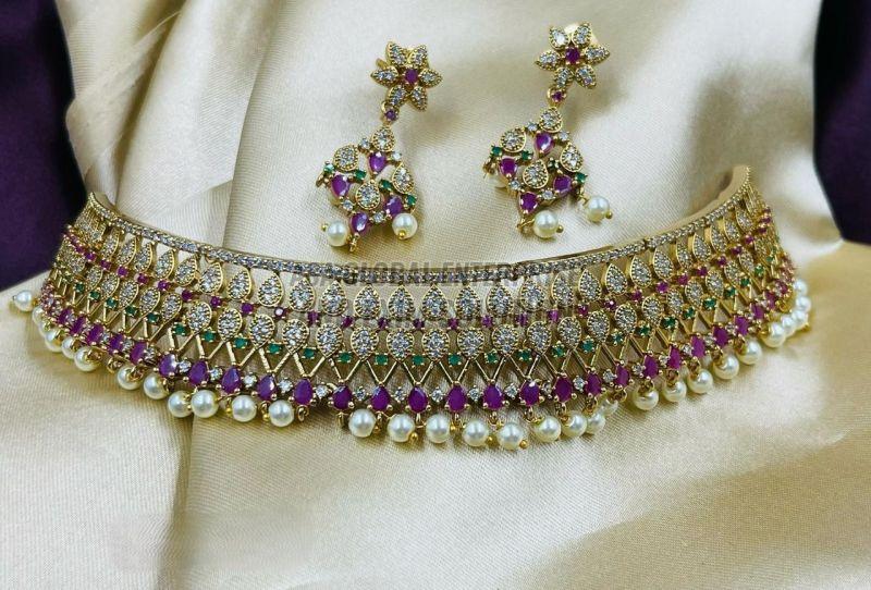 Ladies Brass Wedding Designer Necklace Set