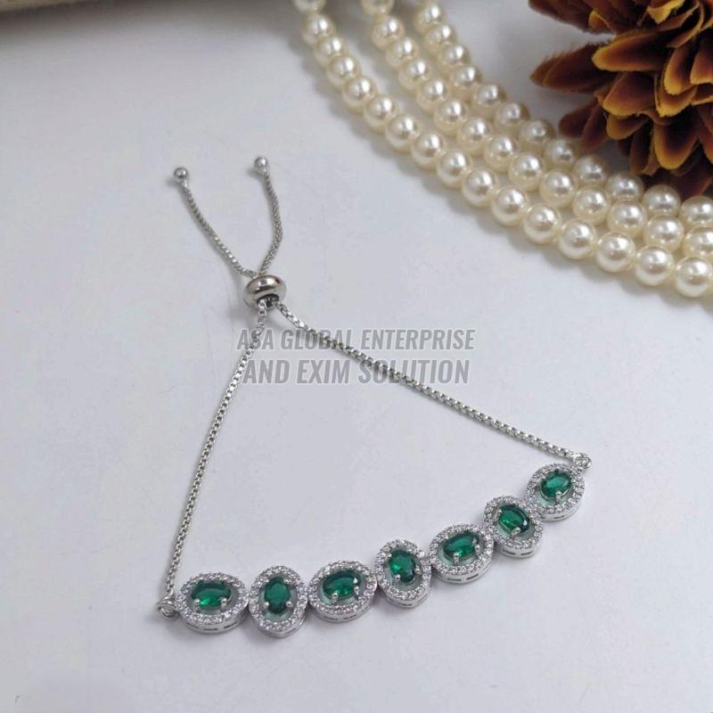 Ladies Fancy Green Stone Bracelet