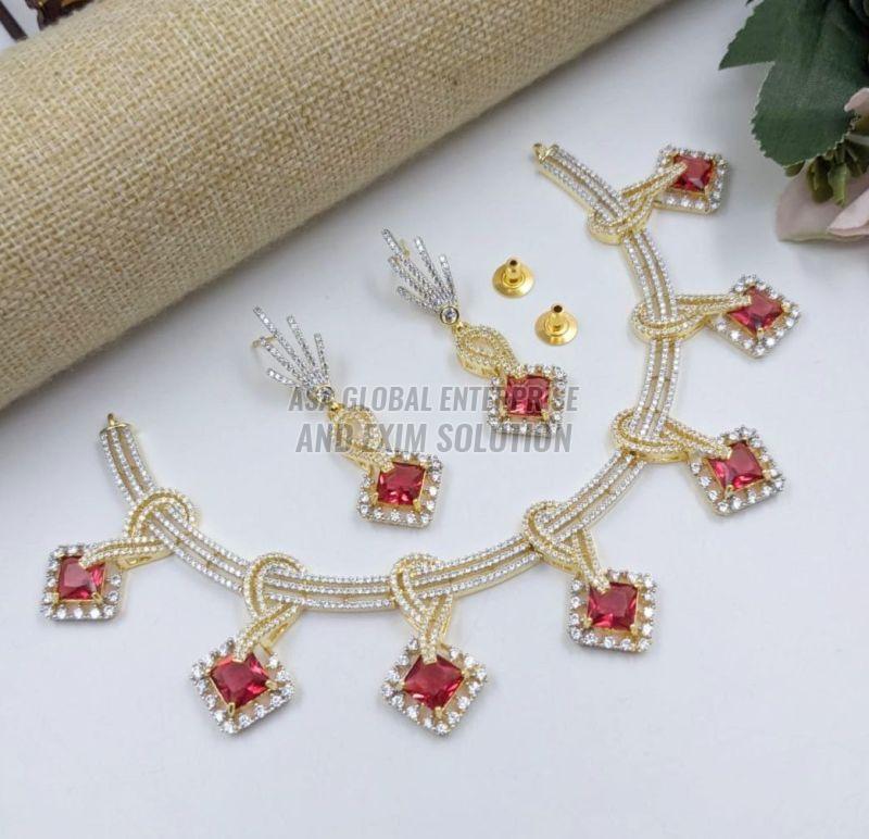 Ladies Golden Party Designer Brass Necklace Set