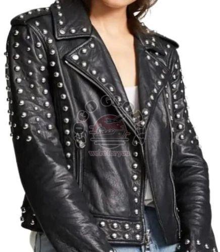 Ladies Studded Leather Jacket