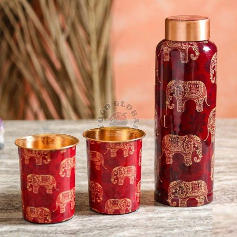 Printed Copper Bottle Glass Set
