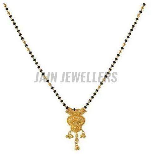 Designer Gold Mangalsutra with Floral Pendant