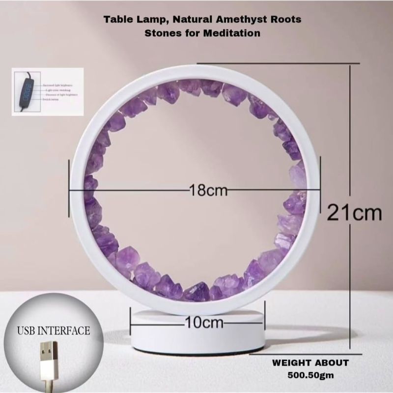 Crystal Healing Lamp Raw Amethyst Stone Lamp