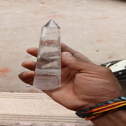 Natural Clear Quartz Crystal 16 Faceted Wand