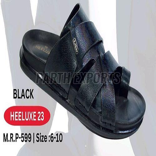 Heeluxe-23 Mens PU Black Leather Slipper