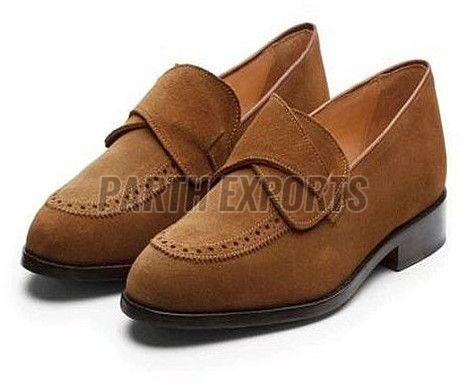 Mens Beige Velvet Formal Brogue Shoes